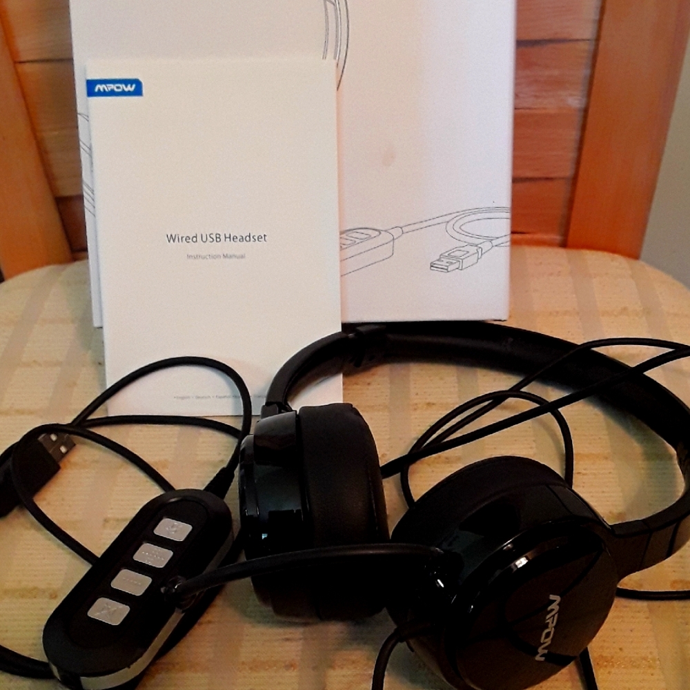 Mpow Black Wired USB Headset